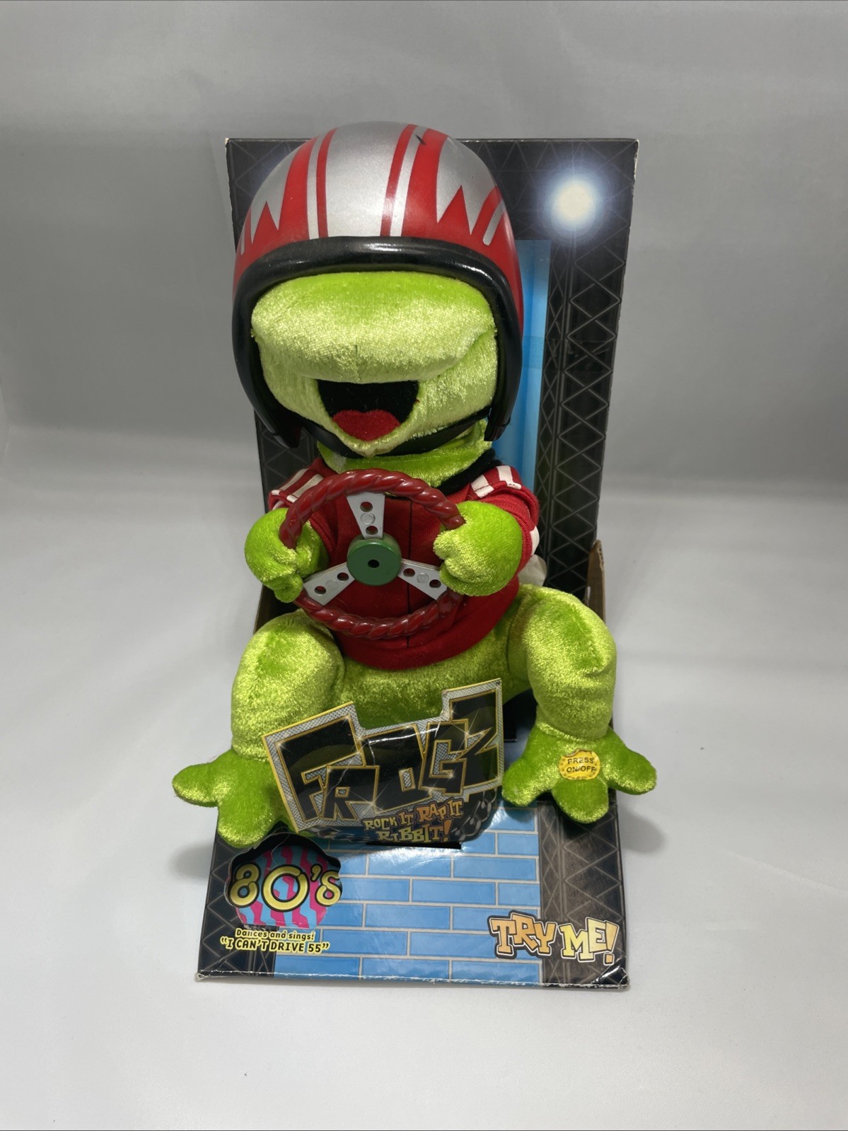 Vintage 80s Gemmy Frogz Rock It Rap It Ribbit I Cant Drive 55 Figure