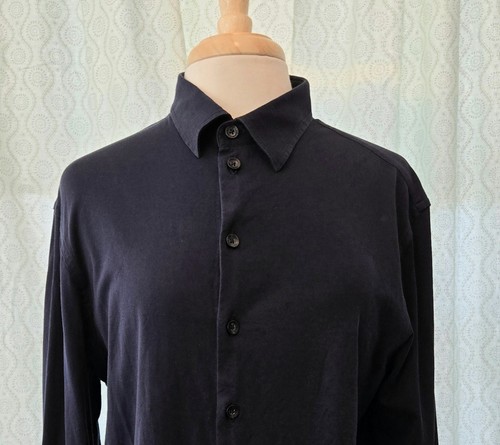 Armani Collezioni Mens Black Soft Cotton Collared Long Sleeve Button Shirt Sz M - Picture 2 of 18