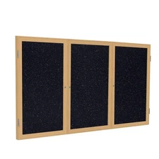Ghent's Wood 36" x 72" 3 Door Enclosed Rubber Bulletin Board in Multi-Color