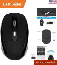 Sleek 6-Button Wireless Mouse with 10m Range Ambidextrous Design - Black