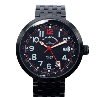 ZENO WATCH BASEL B554Q GMT Quartz Pilot Watch Black Dial Genuine Mens Rare Model