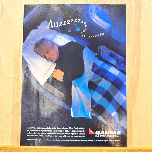 1998 Qantas Airlines Spirt Of Australia Vintage Print Ad Sleeper Flights Advert