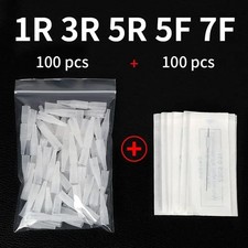 100pcs 1r 3r 5r 5f 7f Tattoo Needles 100pcs Needle Cap Tips Disposable Microblad