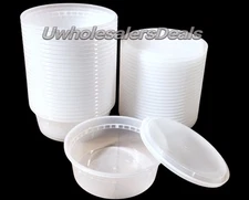 8 oz. (Half Pint) Round Plastic Food Storage Deli Soup Containers Tubs with Lids