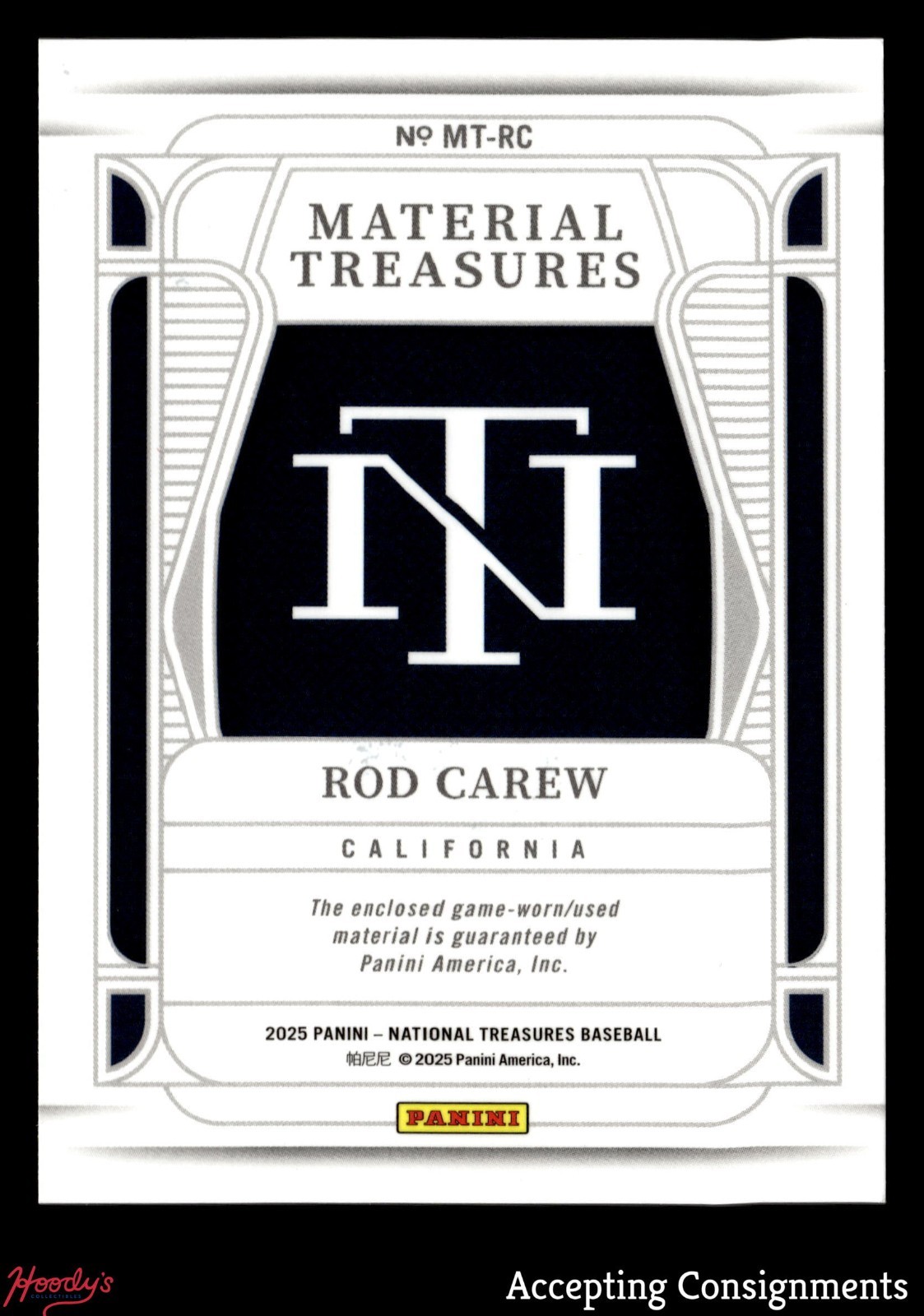 2025 Panini National Treasures #2 Rod Carew GAME-USED JERSEY 03/49 view 2