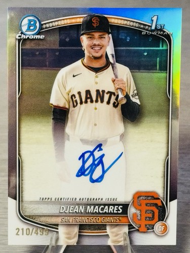 🔥⚾️DJEAN MACARES 2025 Bowman Chrome 1st Refractor On-Card Auto /499 #GIANTS⚾️🔥