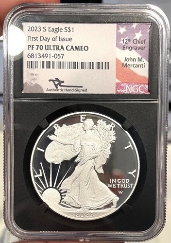 2023-S Proof American Silver Eagle NGC PR70 ULTRA CAMEO FDOI Mercanti
