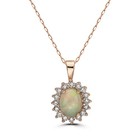 Birthstone Pendant 1 cts Natural White Opal, Nude Diamonds, set in 14K Rose Gold — photo 1