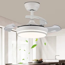 30 Inch Retractable Ceiling Fans with Lights, Dimmable Fandelier Ceiling Fan ...
