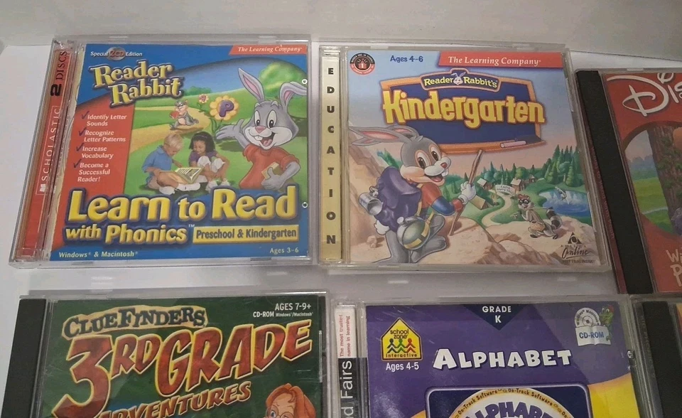 KIDS' CD-ROM Lot of 9 Discs -Phonics, Reader Rabbit School Educational PC CD - Image 2 of 4