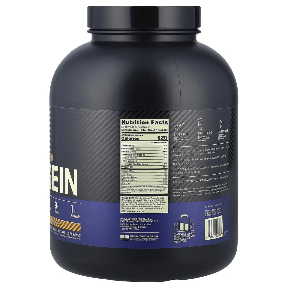 Gold Standard® 100 % caseína, mantequilla de maní chocolate, 3,97 lb (1,8 kg) Foto 2 de 2