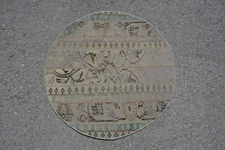 Handmade Blue and Brown Area Rug, 2.7x2.7 ft