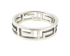 925 Sterling Silver Vintage Shiny Greek Key Cutout Band Ring Sz 8 RG11261