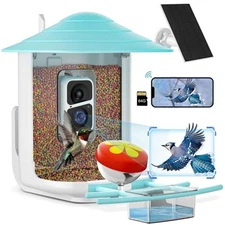  Bird Feeder with Camera, Motion Detection Auto Capture Videos, Smart AI Blue