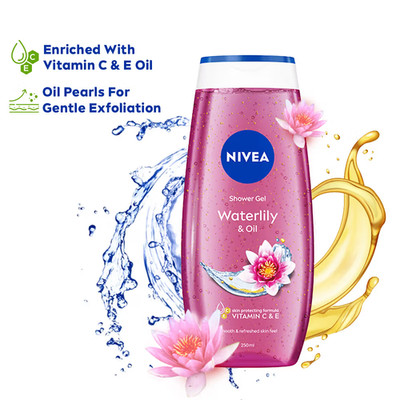 NIVEA Waterlily & care oil Body wash for long-lasting freshness (250ml)