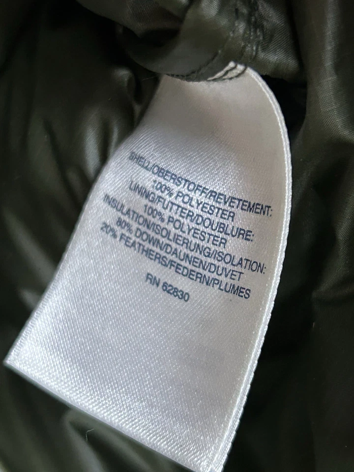 Lands End Mens L 42-44 Dark Green Goose Down Insltd Snap Front Nylon Puffer Vest - Image 4 of 4