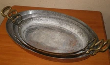 3 pc MAUVIEL Copper Oval Casserole Set ~ 14",  12" & 10" ~ FRANCE William Sonoma