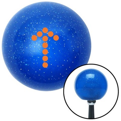 Orange Dotted Directional Arrow Up Blue Metal Flake Shift Knob w/ M16x1.5 Insert