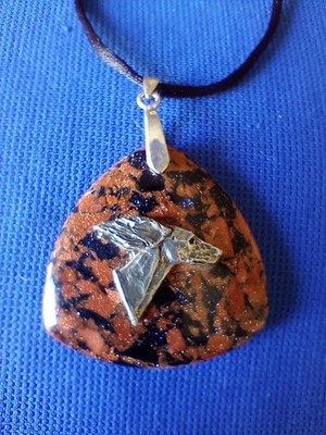 Saluki On Goldstone Necklace sighthound DOG Jewelry by Cindy A. Conter 