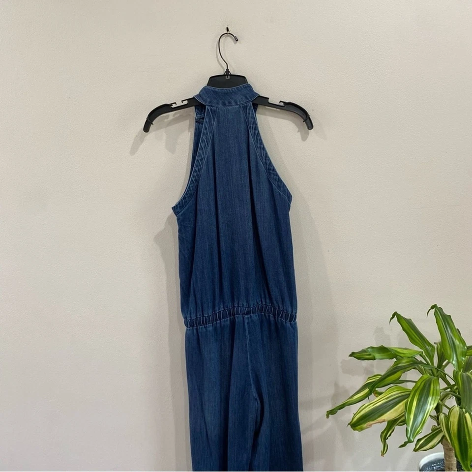 Anthropologie Cloth & Stone Denim Halter Jumpsuit Size XS Chambray Romper - Image 3 of 4