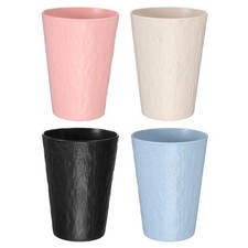 4 Pcs Bathroom Tumbler, 13.5 oz 2.2 x 4.1" Toothbrush Cup, Black/Pink/Beige/Blue
