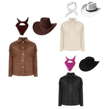 Unisex Kids Western Cowboy Costume Fringed Cowboy Cowgirl Outfit Themed Party