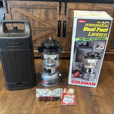 #ad NIB Vintage Coleman Two Mantle Dual Fuel Lantern Model with hard case in box $120.00