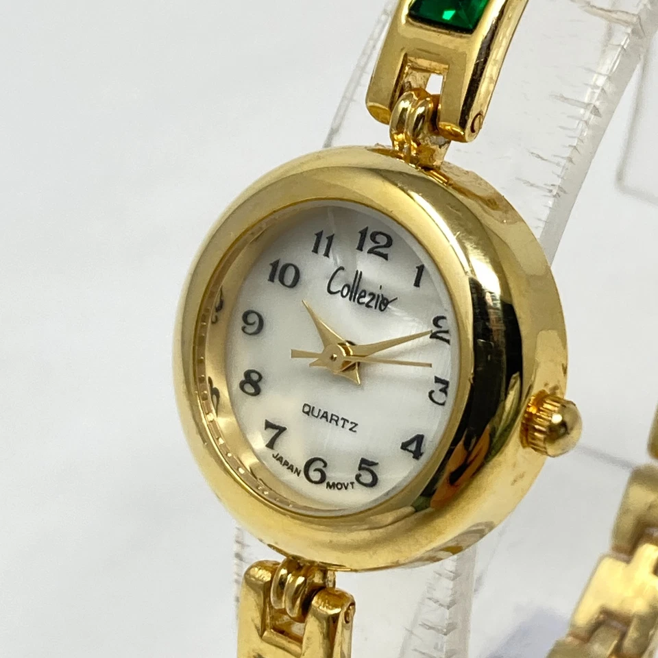 Collezio Watch Women 22mm Gold Tone READ Rainbow Crystals Bling MOP New Battery - Image 4 of 4