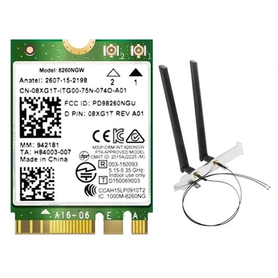 8260 8260NGW WiFi Card+External Antenna Dual-Band 2.4G/5Ghz 867M BT4.23331 - Image 1 of 4