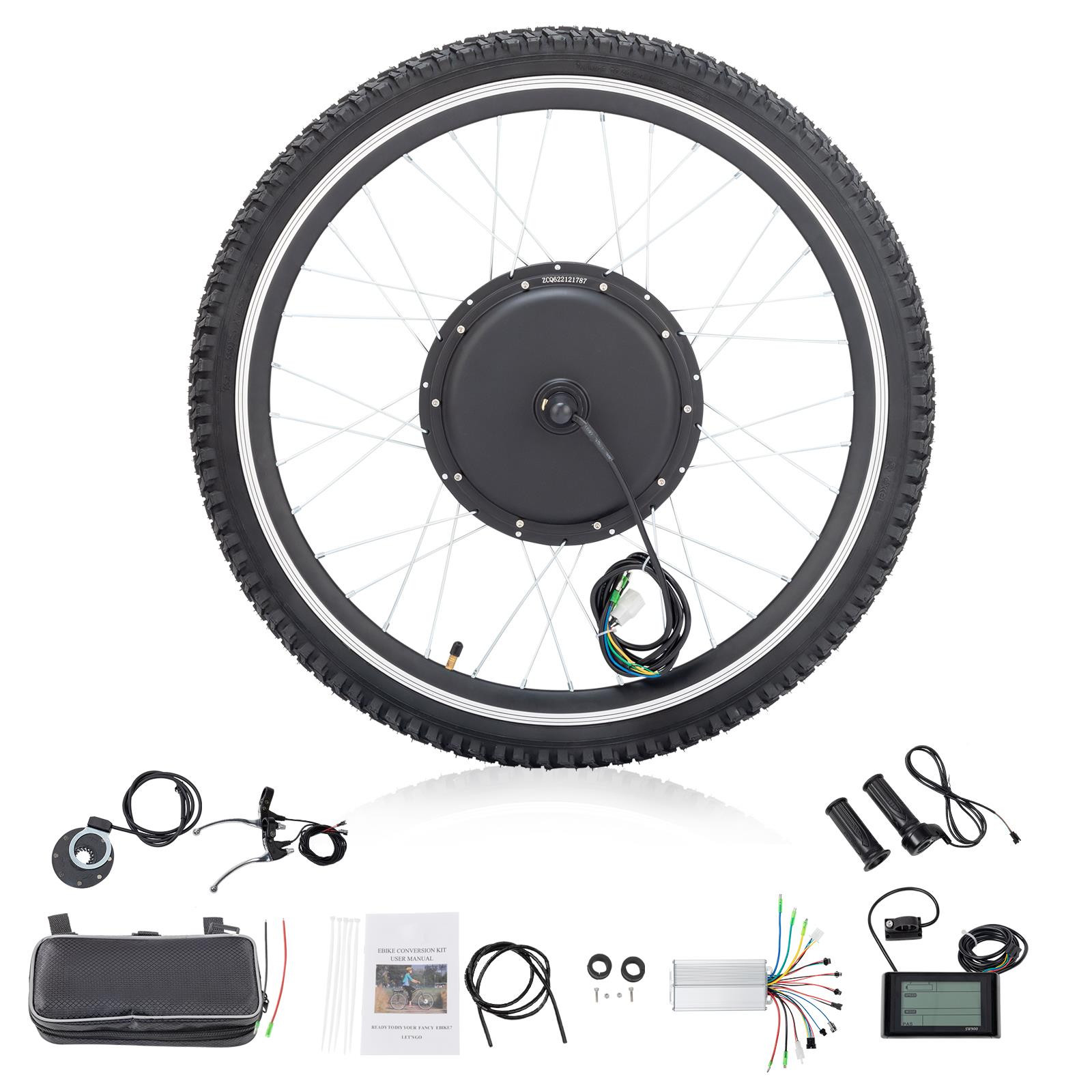 26 in Electric Bicycle Conversion Kit Front Wheel Ebike Motor Tire 48V 1000W