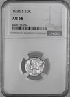 1931-S  10C  MERCURY SILVER DIME  "SAN FRANCISCO"  NGC AU58  #8405235-036