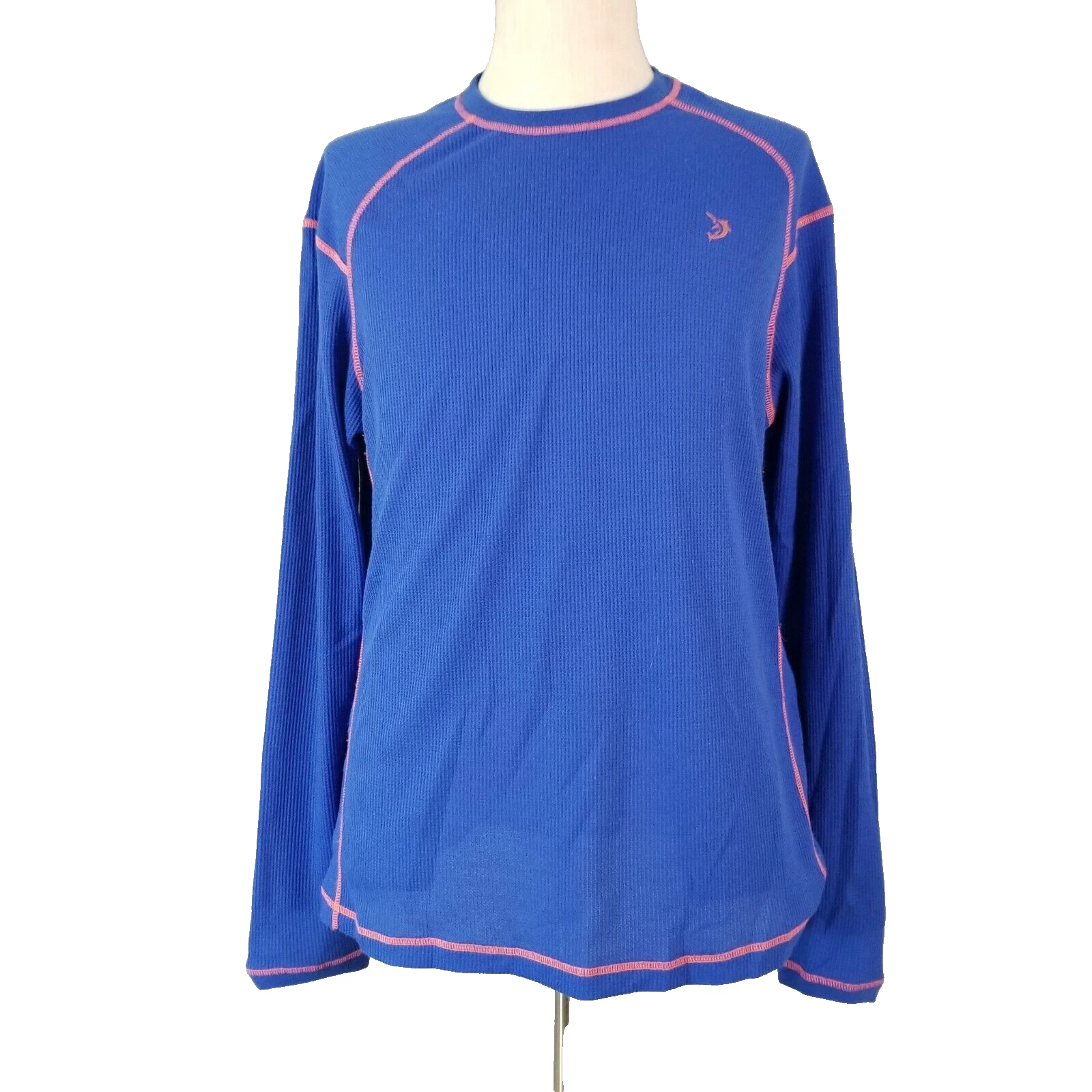 Reel Legends shirt men's large blue long sleeve thermal waffle outdoor fishing