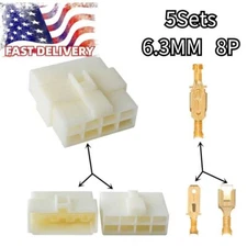 5 Sets 6.3mm 8-Pin Electrical Wire Connector Male Female Socket Plug Terminal