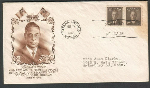 Canada 1949 cachet FDC first day cover birthday of King George VI