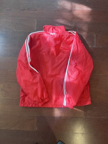 Vintage Asics Windbreaker Jacket Mens Size Small Red Full Zip Lightweight 90s - Picture 2 of 5