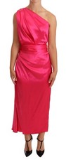 DOLCE & GABBANA Dress Pink Sheath Silk Bow Open Shoulder IT38 / US4 / XS $2800