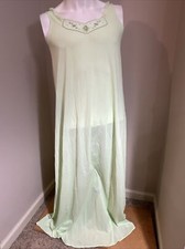 Vintage Lorraine Sheer Nylon Sleeveless Nightgown Womens Sz S Lime Green