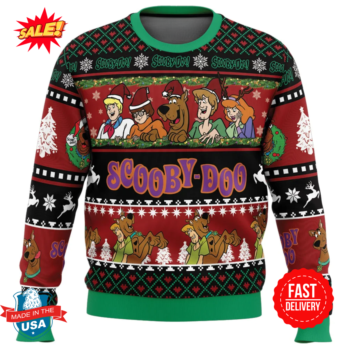 Mystery Inc Christmas Scooby-Doo Ugly Christmas Sweater | eBay
