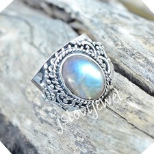 Blue Labradorite Oval Gemstone Ring 925 Sterling Silver Traditional Jewelry/2320