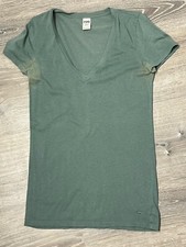 Victoria Secret PINK T Shirt Medium Sleepshirt Pajama Top Short Sleeve Green PJ