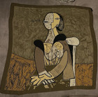 Silk Scarf 33” X 33”, Image Of Picasso’s Seated Woman, Made In France. Pre-owned — photo 2