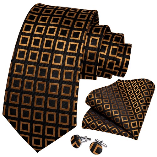 Paisley Floral Striped Mens Tie Silk Classic Necktie Hankie Cufflinks Set Gift - Picture 54 of 175
