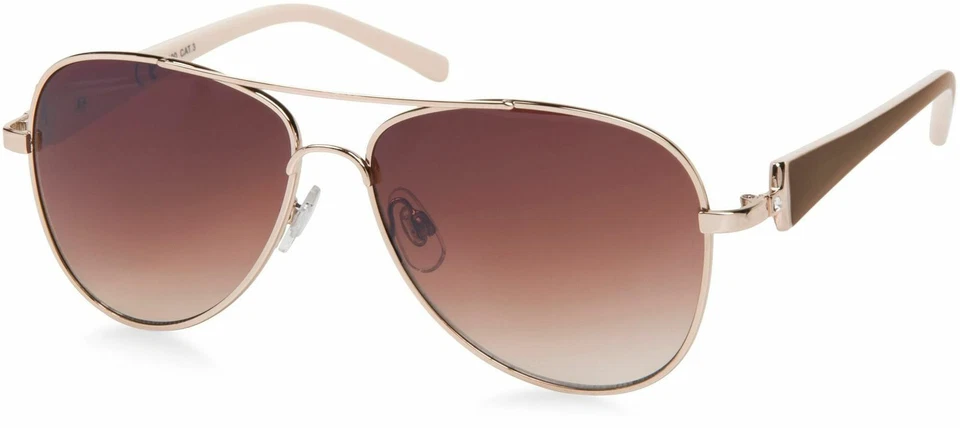 Damen Pilotenbrille getönt Sonnenbrille mit lackierten Bügeln und Strass - Bild 4 von 4