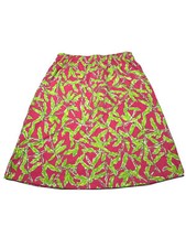 VTG Lilly Pulitzer Pink Floral Print Pull On Fit and Flare Peasant Skirt Sz M