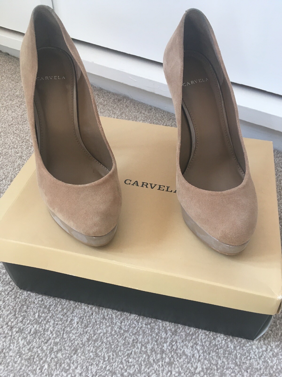Carvela Kurt Geiger Nude Suede Platform 4.5 Heels Beige.size 5(38) | eBay