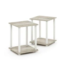 	Simplistic Set of 2 End Table for Small Spaces Home Decor Sonoma Oak/White	