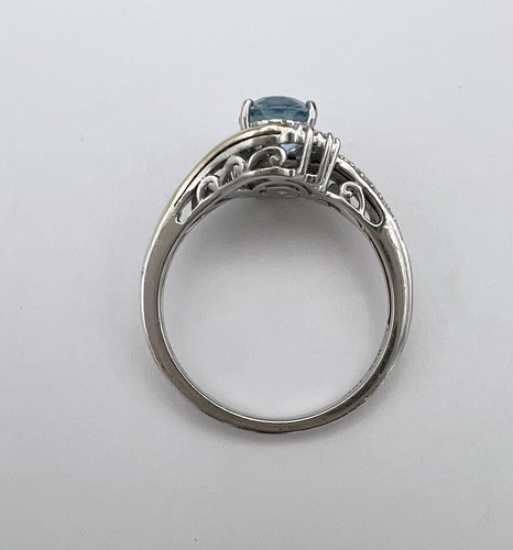 Anello Alwand Vahan AV argento 925 oro 10 kt accento diamante topazio blu misura 6,75 - Foto 9 di 12