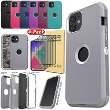 For Apple iPhone 12 Pro/12 Pro Max Rugged Case Protective Cover / Tempered Glass