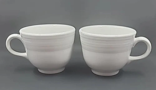 Vintage Homer Laughlin Fiesta Set of Two (2)  White Coffee Cups Mug  3-1/2"