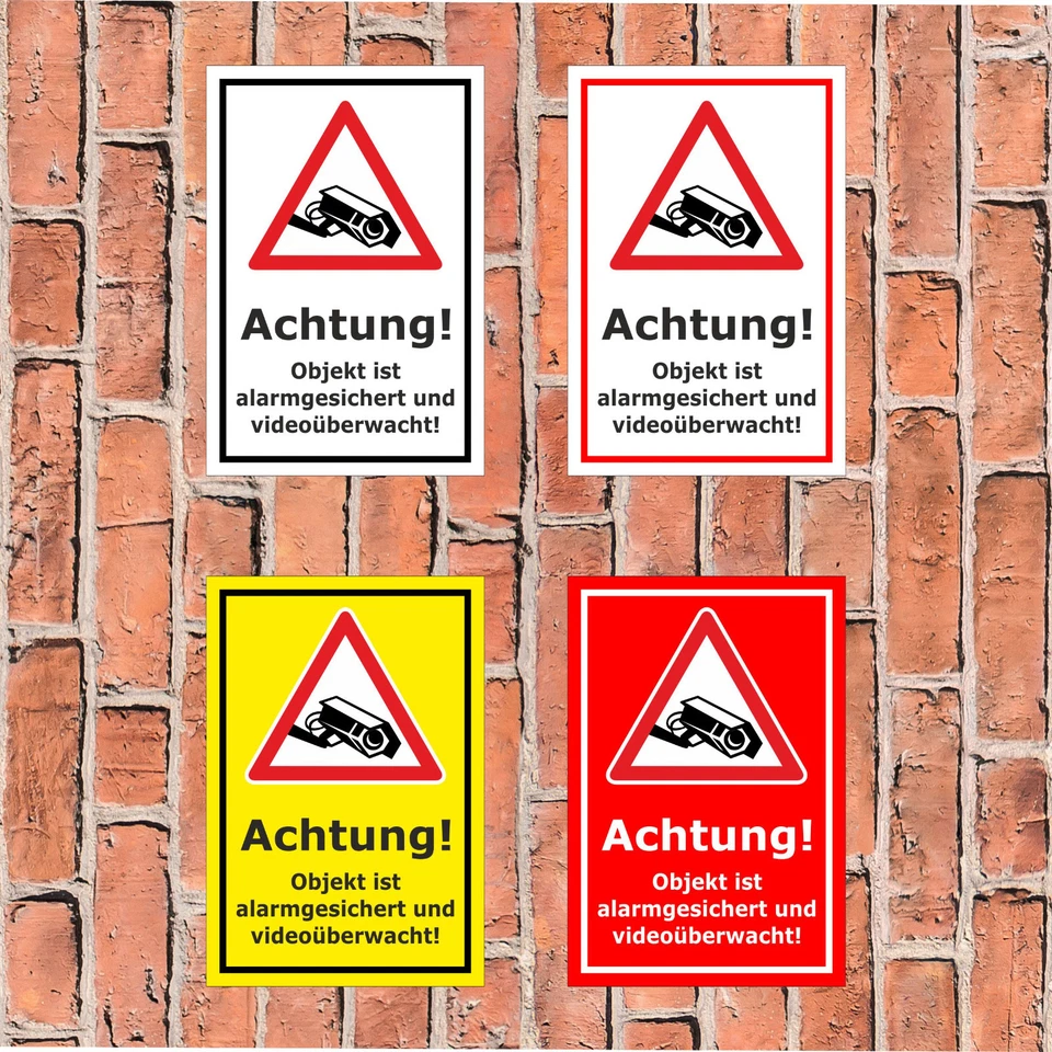 BAUER-SCHILDER Schild Achtung Videoüberwachung - Objekt alarmgesichert - 4 Größen - S00349-010